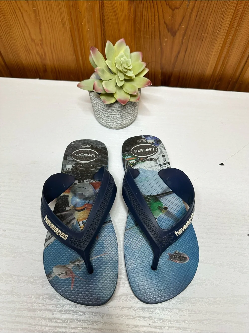 Havaianas Blue Graphic Flip Flops